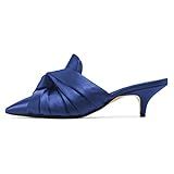 XYD Women Pointed Toe Mule Sandal Pumps Kitten Heel Slip On Slide Dress Slipper Shoes Size 12 Blue | Amazon (US)