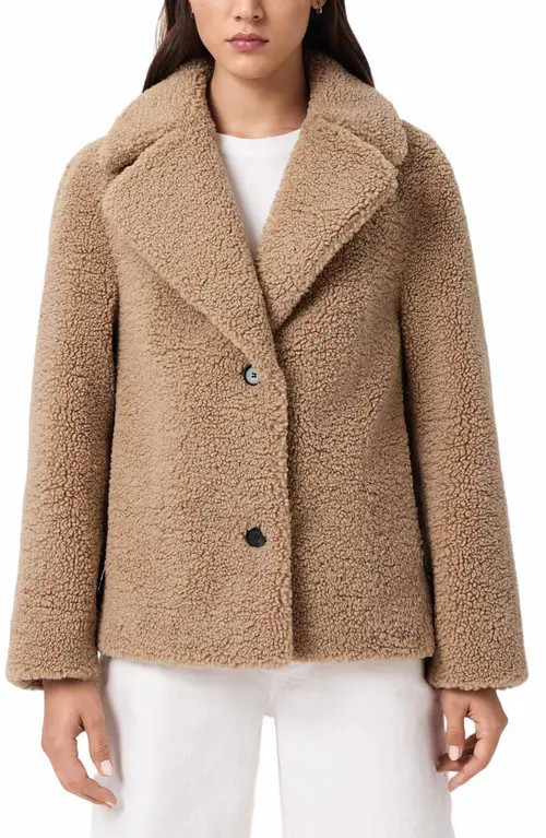 AllSaints Eddie Teddy Jacket in Caramel Brown at Nordstrom, Size Small | Nordstrom