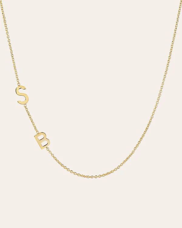 14k Gold Asymmetrical Multiple Initials Necklace | Zoe Lev Jewelry