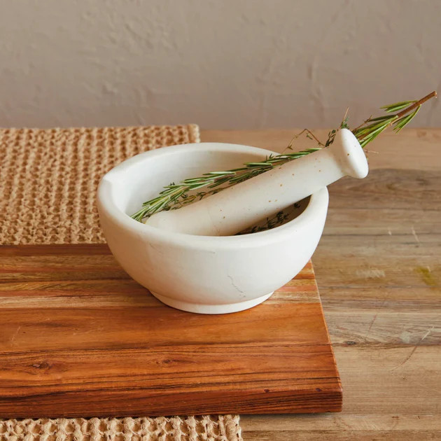 Stoneware Mortar & Pestle, Set of 2 | Pepper + Vetiver