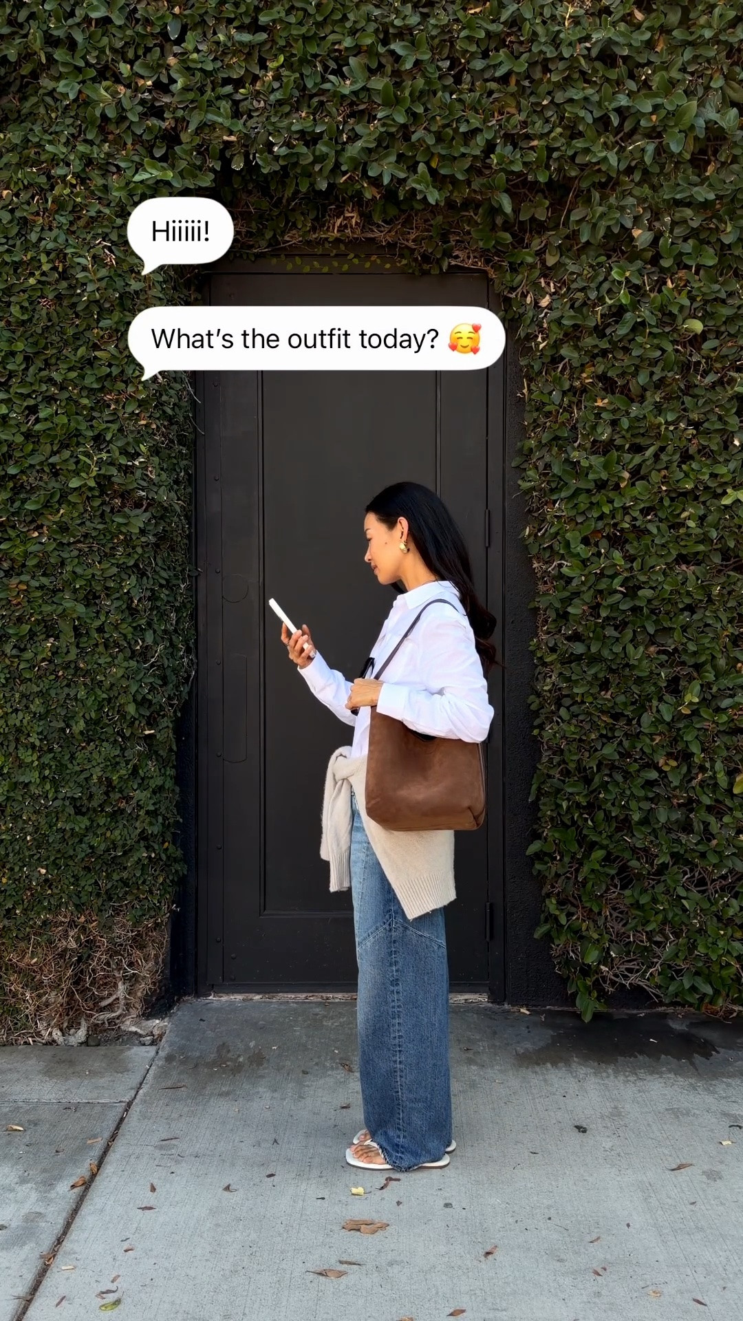 Outfit of the day 🤍🤎

Elevated basics make the best outfits. Wearing size 24 in jeans, size 4 in shirt, small in sweater.

Just got this brown, suede bucket bag and it’s perfect for fall. Comparable to The Row, but more affordable. It’s a durable weight, leather pouch included inside, and interior side pockets.

#LTKootd #LTKOver40 #LTKSaleAlert