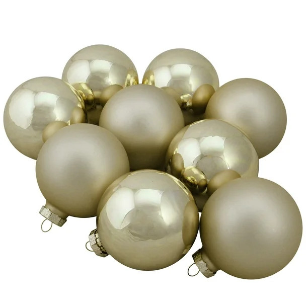 Northlight 9pc Shiny and Matte Glass Ball Christmas Ornament Set 2.5" - Gold - Walmart.com | Walmart (US)