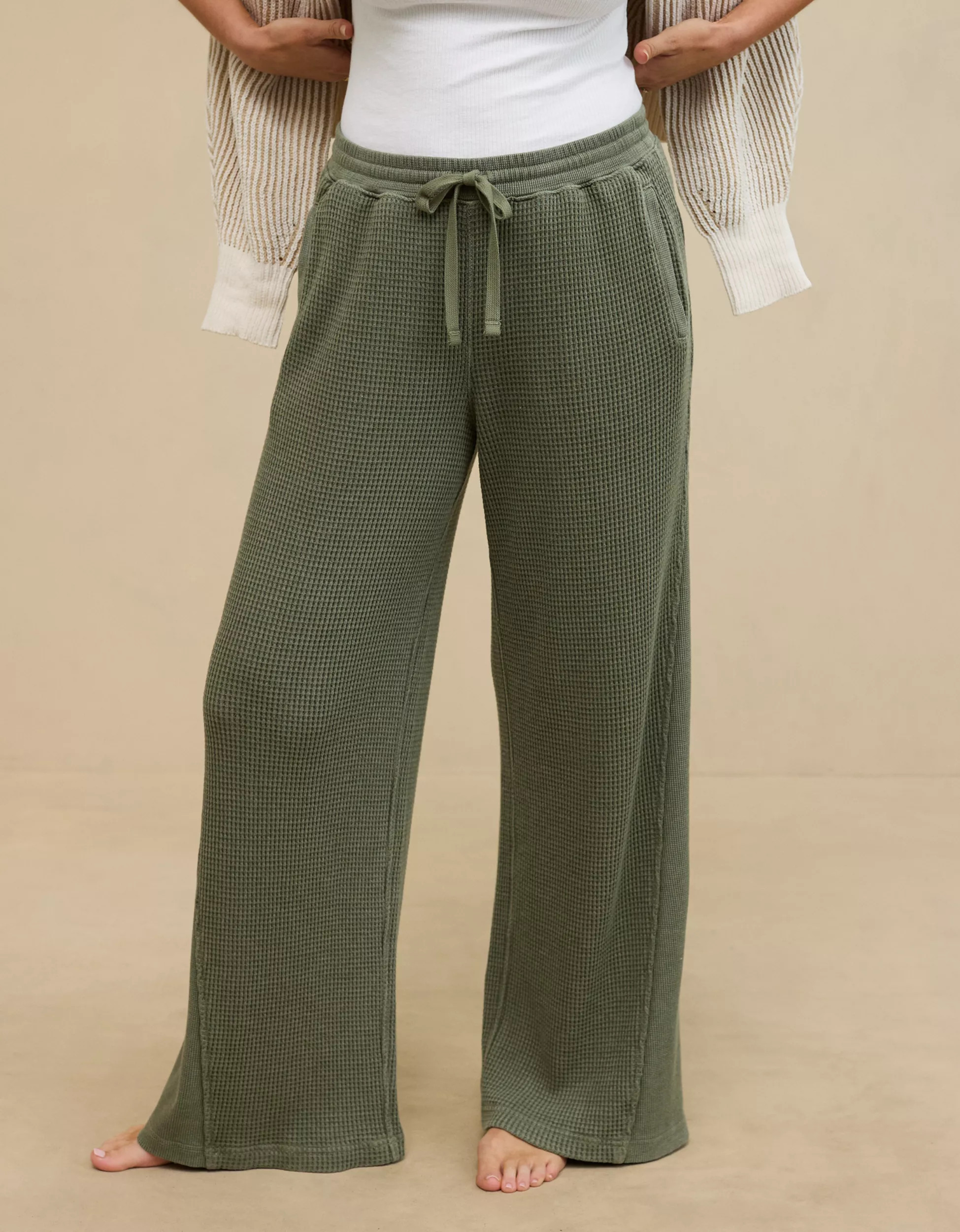 Aerie Waffle Wide Leg Skater Pant | Aerie