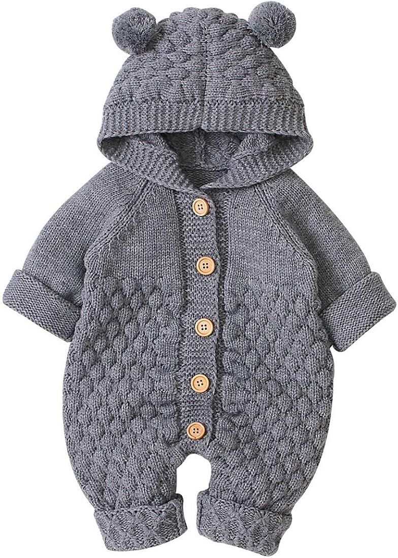 OLSCROM Baby Newborn Sweater Romper Unisex Baby Cloth Winter Coats Cute Newborn Infant Jumpsuit S... | Amazon (US)