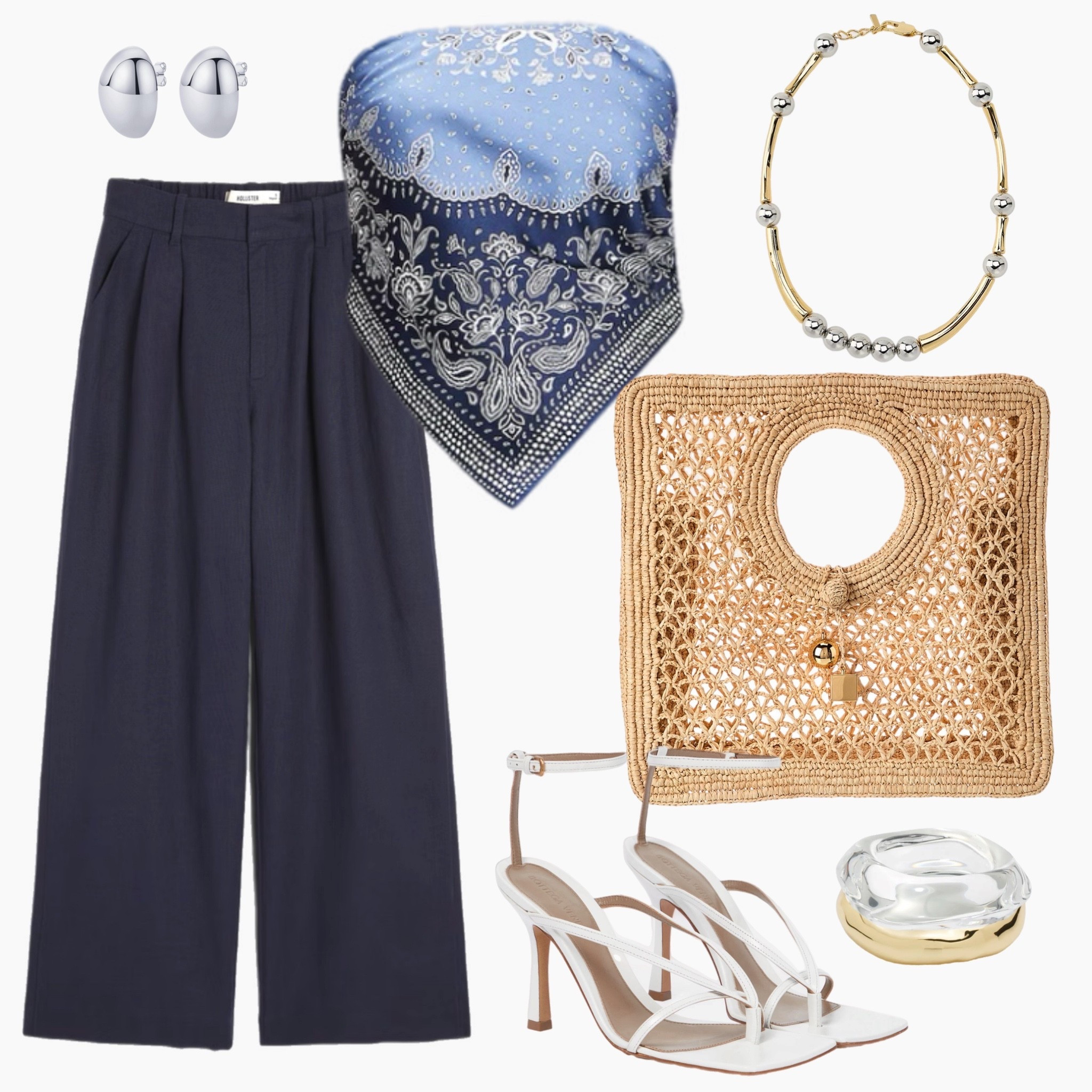 Chic, coastal, and holiday-ready 🇺🇸✨ This Fourth of July outfit pairs breezy navy trousers with a silky blue bandana top for a fresh take on festive dressing. Styled with white strappy heels, a woven tote, and silver and gold mixed-metal accessories—perfect for a rooftop soirée, sunset picnic, or beach fireworks.

#4thofjulyoutfit #fourthofjulylook #navyandwhite #bandanatop #coastalinspired #summerstyle #ltkholidaystyle #vacationoutfit #resortvibes #beachstyle #woventote #elevatedcasual #ltkfashion #ootd #styledbyme #chicsummerstyle #summernightlook #holidayweekendstyle#LTKSummerEdit

#LTKSaleAlert #LTKFindsUnder50