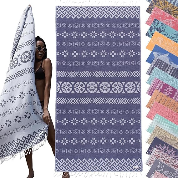 100% Cotton Quick Dry Travel Beach Towel - Large Turkish Beach Towels Oversized Sandproof (69 x 3... | Amazon (US)