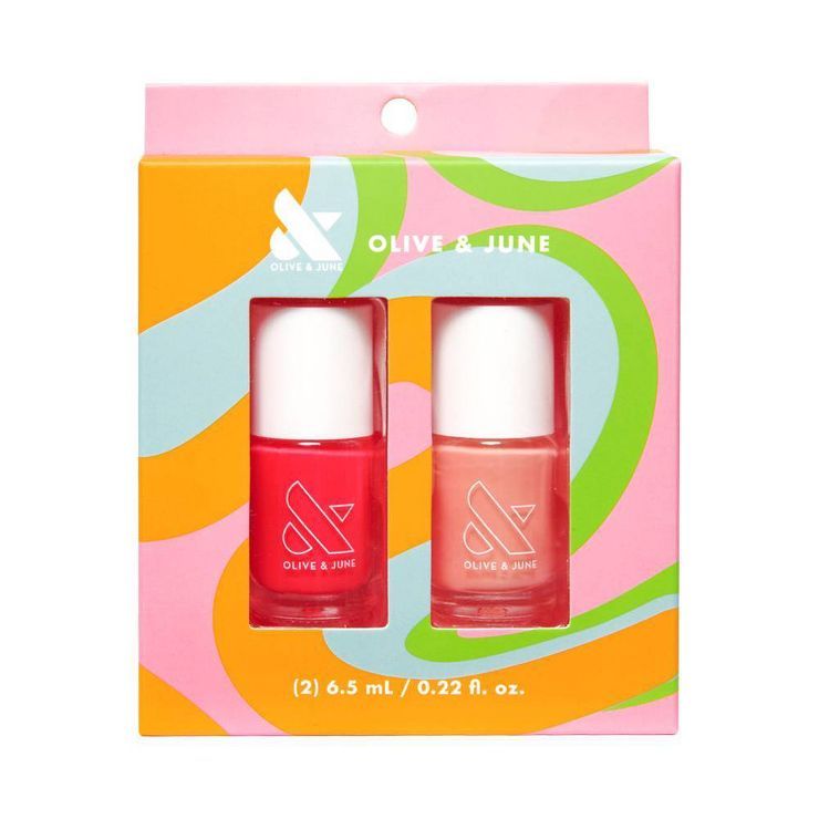 Olive & June Mini Nail Polish Duo Set - Hot Strawberry + Wild & Free - 2ct | Target