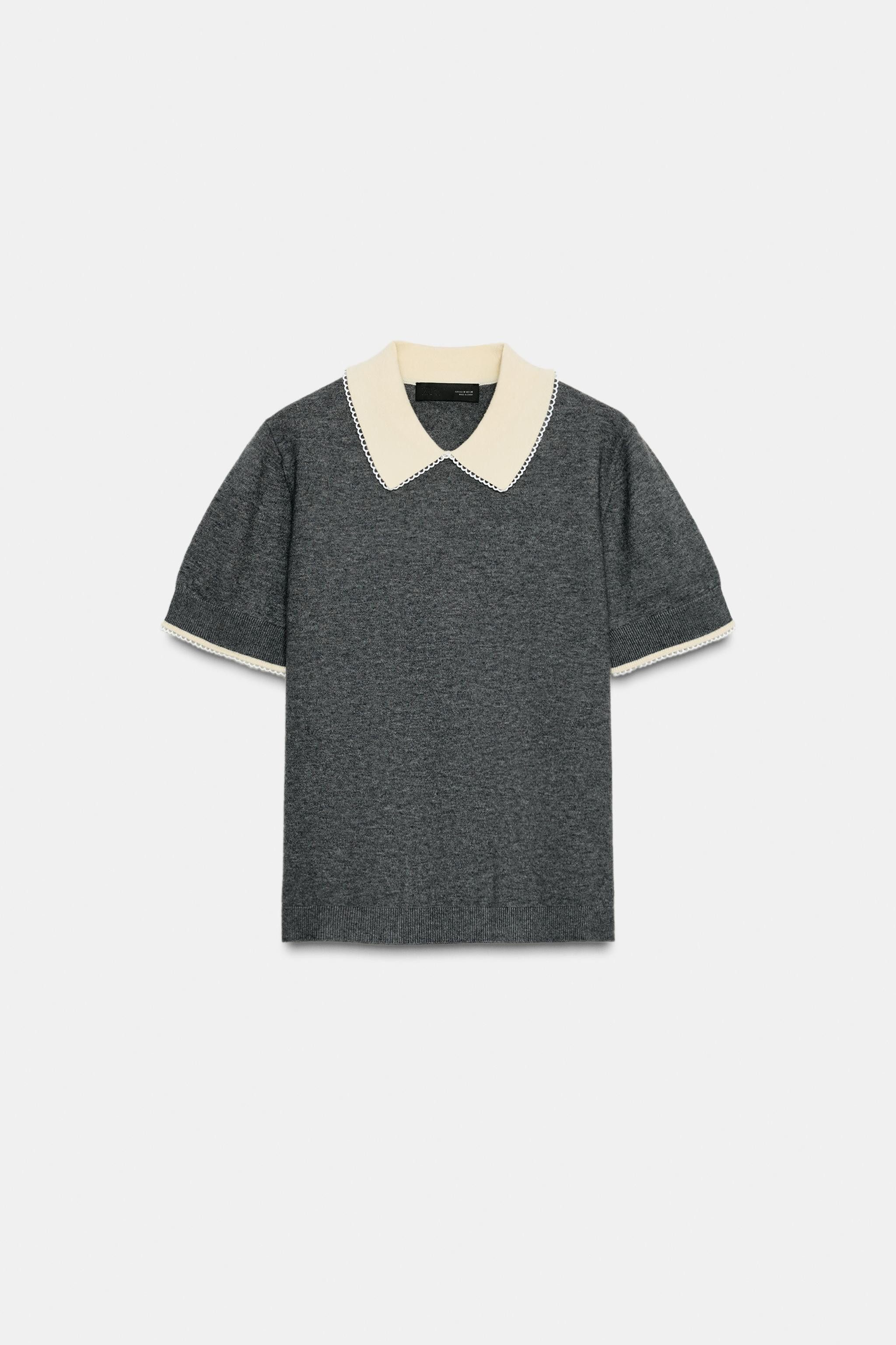 SHORT SLEEVE LACE POLO SHIRT | Zara US