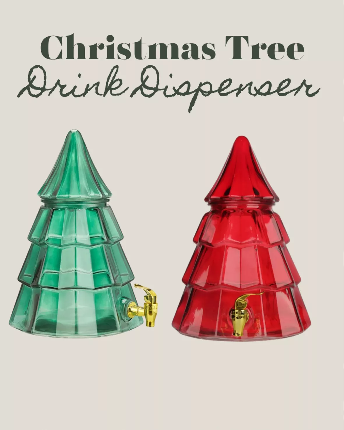 Holiday Time 1.5-Gallon Glass Christmas Tree Drink Dispenser with Lid, Red  