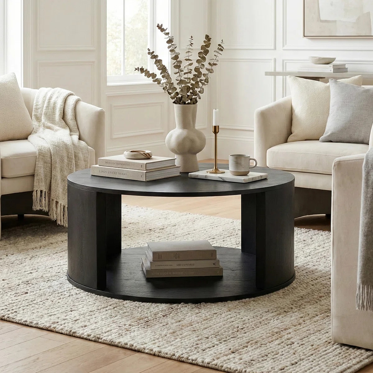 Baxman Round 40" Storage Floor Shelf Cofee Table | Wayfair North America