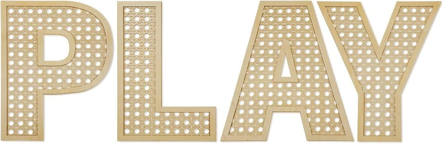 GlikCeil Playroom Decor Rattan Letters Set 12 x 15 Boho Wall Signs for Bedroom Large Wooden Ratta... | Amazon (US)