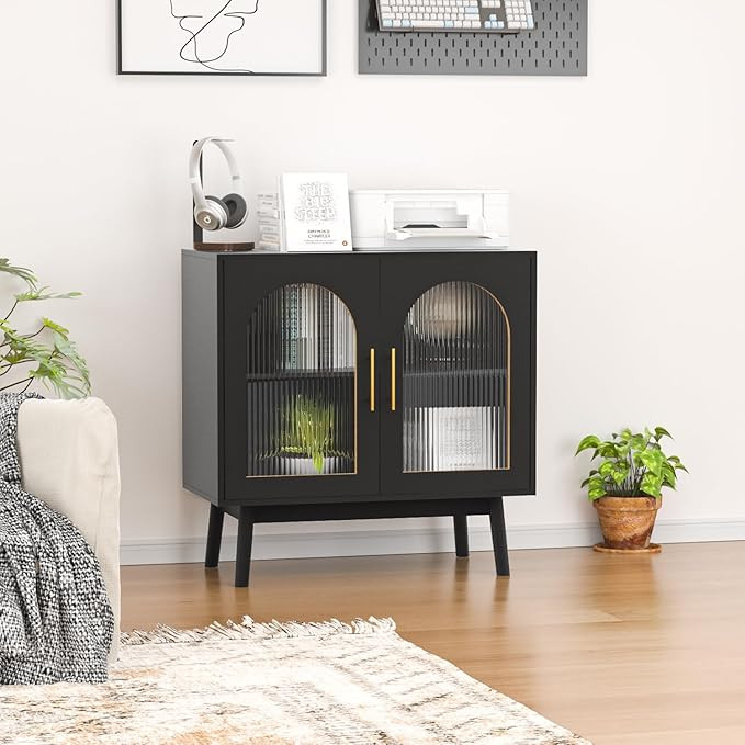 Sideboard Buffet Cabinet, Accent Kitchen Storage Cabinet with Glass Doors, Modern Console Table T... | Amazon (US)
