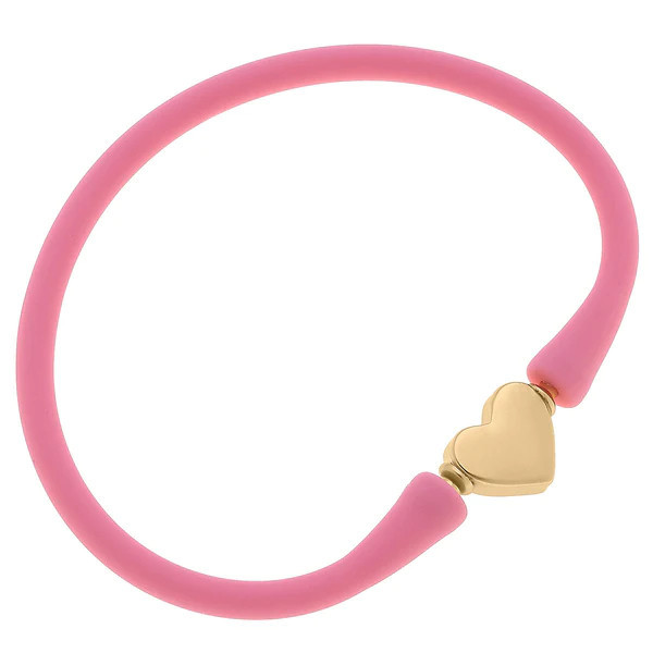 Bali Heart Bead Silicone Bracelet in Bubble Gum | CANVAS