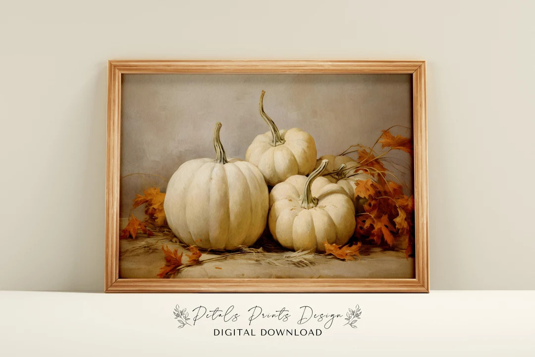 Fall Wall Decor Printable Pumpkin Still Life Painting Rustic - Etsy | Etsy (US)
