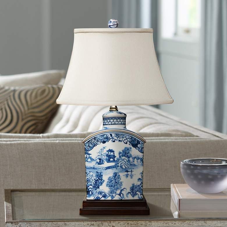 Elison 17 1/2" High Blue and White Porcelain Tea Jar Table Lamp - #61Y33 | Lamps Plus | Lamps Plus