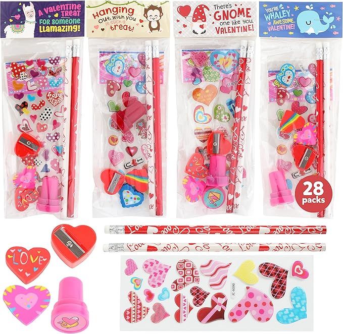 Valentines Day Stationery, Kids Party Favor Sets and Valentines Gifts for kids Students and Class... | Amazon (US)