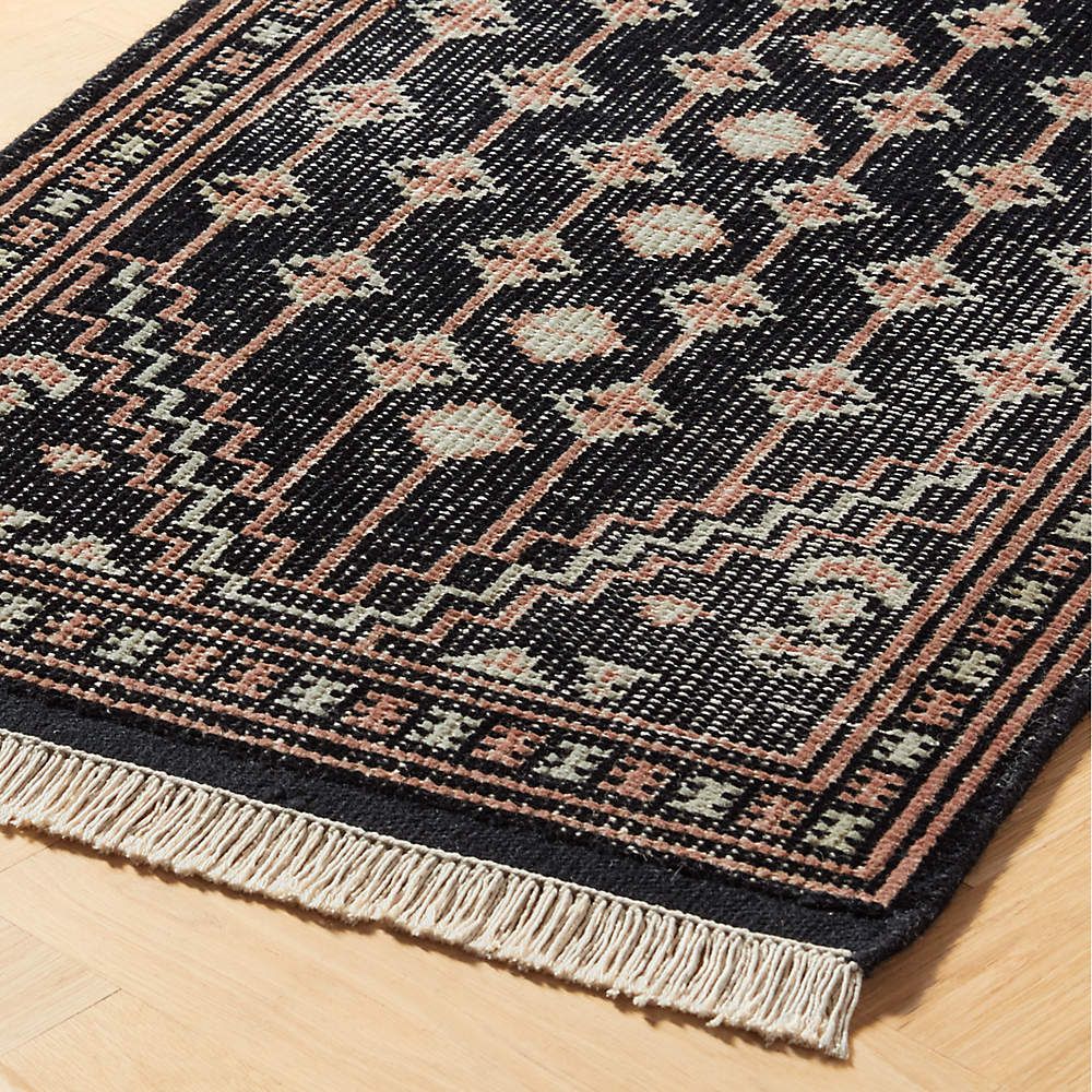 Inaz Modern Hand-Knotted Black Wool Runner Rug 2.5'x8' + Reviews | CB2 | CB2