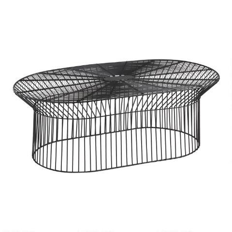 Zeke Oval Black Metal Outdoor Coffee Table | World Market