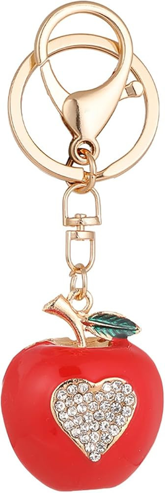 Delicate Red Apple Keychain for Women Rhinestone Fruit Keyring Apple Bag Charm Key Chain Accessor... | Amazon (US)
