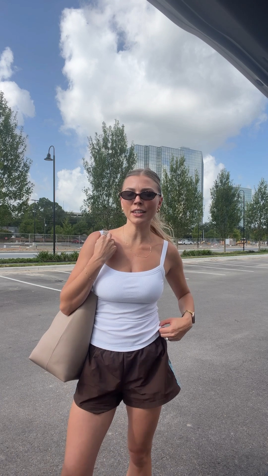Toddler mom shopping OOTD!! love this bra tank for breastfeeding! Size S in tank and track shorts!! Sneakers tts.

#LTKmomlife #LTKootd #LTKdayinmylife