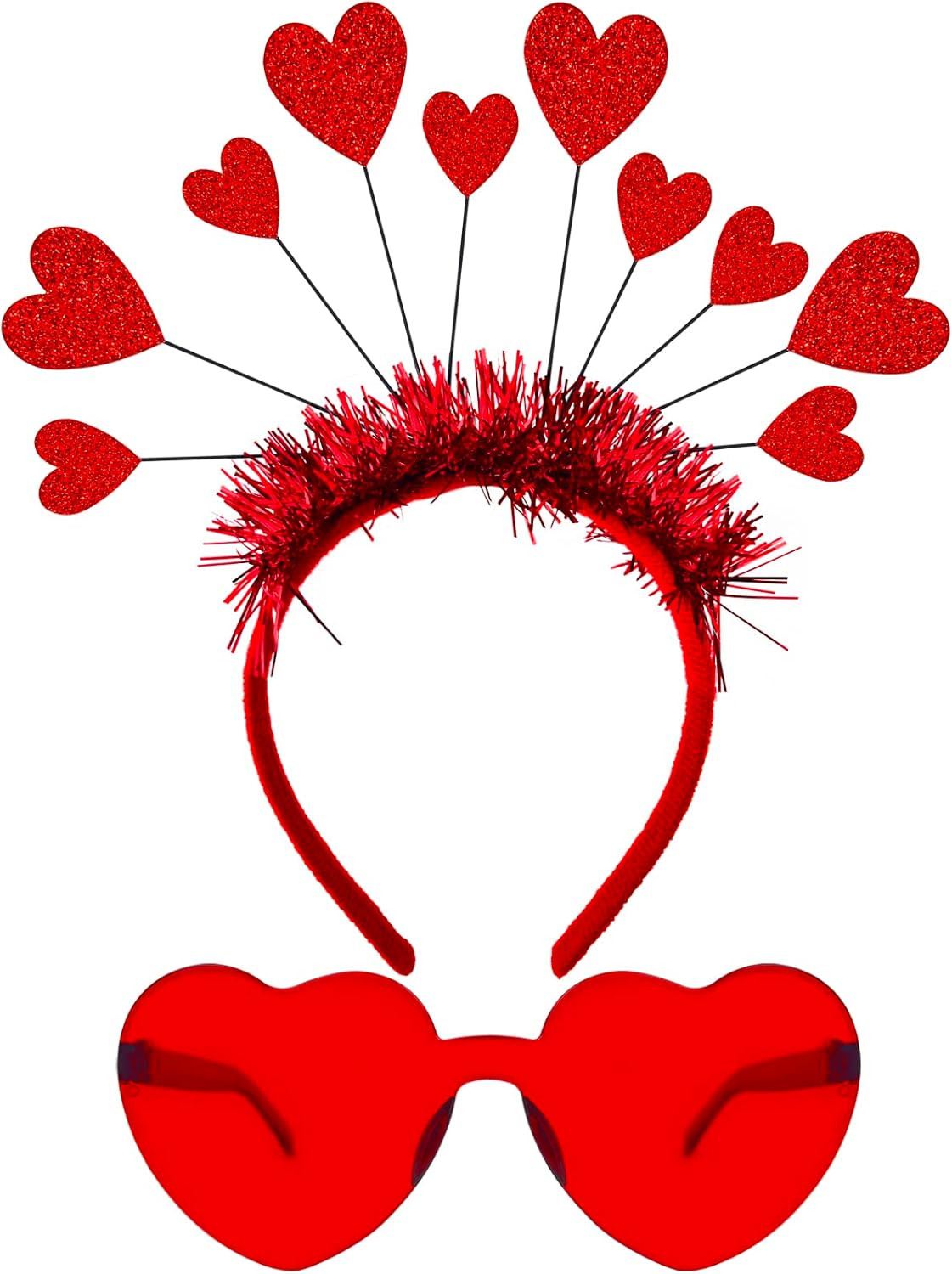 Valentines Heart Headband and Heart Sunglasses Holiday Headband Bopper Party Accessoires for Vale... | Amazon (US)
