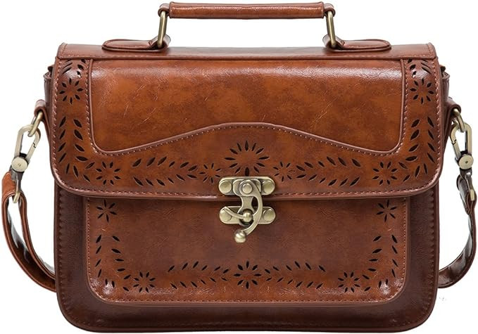 ECOSUSI Women PU Leather Satchel Purse Vintage Small College Crossbody Messenger Bag Work Cross-b... | Amazon (US)