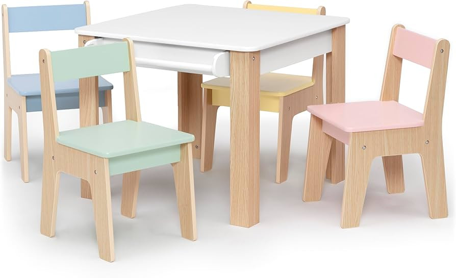 Delta Children - GapKids Table and 4 Chair Set with Paper Roll Holder - Greenguard Gold Certified... | Amazon (US)