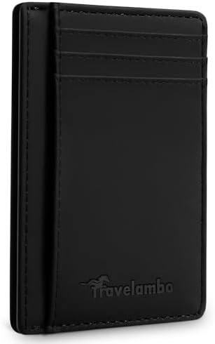 Travelambo Slim Wallet Front Pocket Minimalist Leather RFID Blocking Medium Size | Amazon (US)