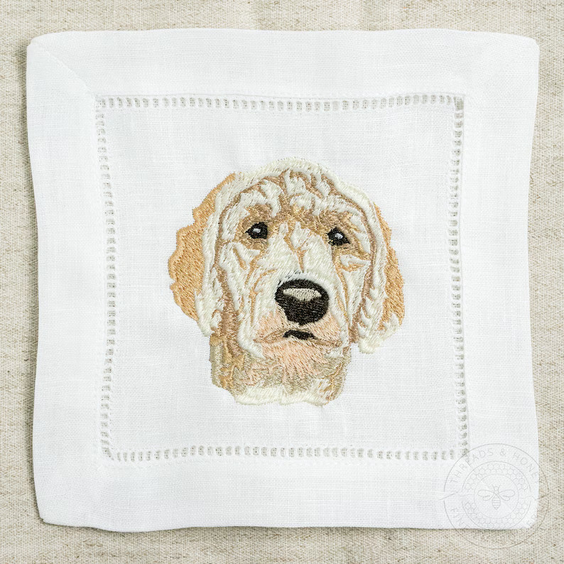 Custom Dog Embroidered Cocktail Napkins Set | Threads & Honey | Etsy (US)