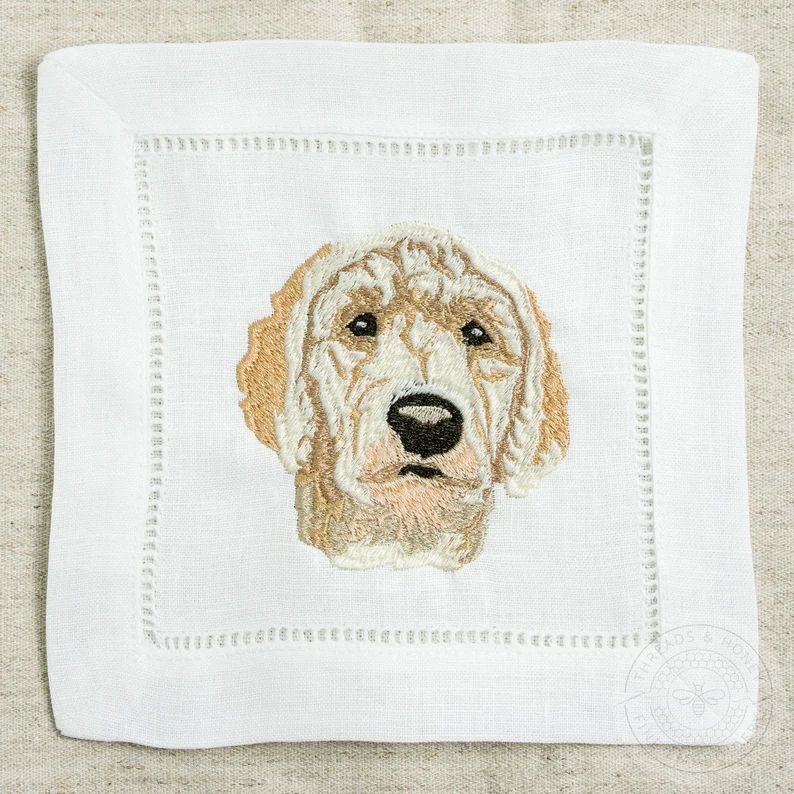 Custom Dog Embroidered Cocktail Napkins Set | Threads & Honey | Etsy (US)