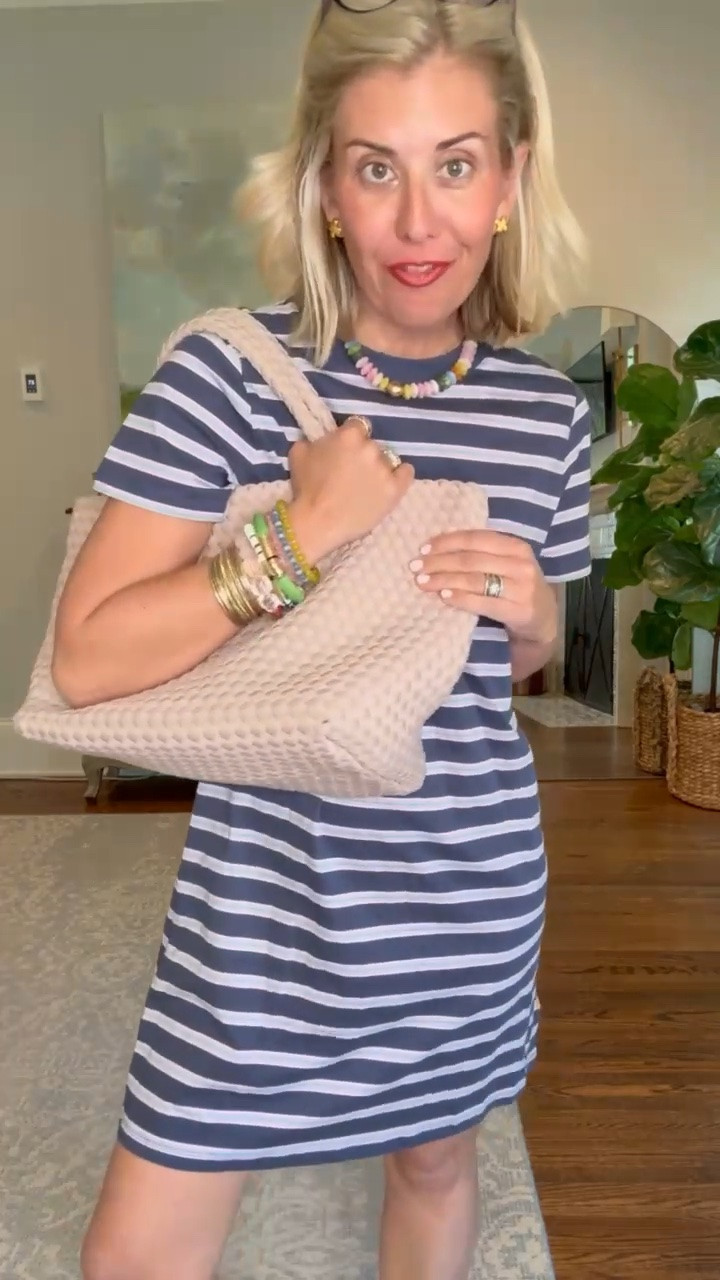 Easy summer throw on and go look for when it is sweltering out! I absolutely love this T-shirt dress from Old Navy. All other pieces are summer staples too! Wearing size small

#LTKootd #LTKSeasonal
