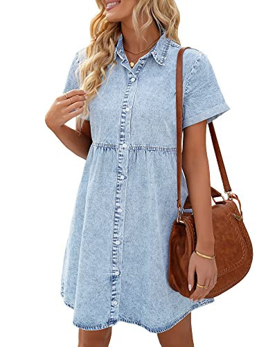 Utyful Sexy Denim Dress for Women Women Jeans Dress Denim Blue Dresses for Women Summer Swing Dress for Women Blue X-Small | Amazon (US)