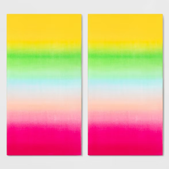 2pk Ombre Beach Towel Set Pink/Green - Sun Squad™ | Target