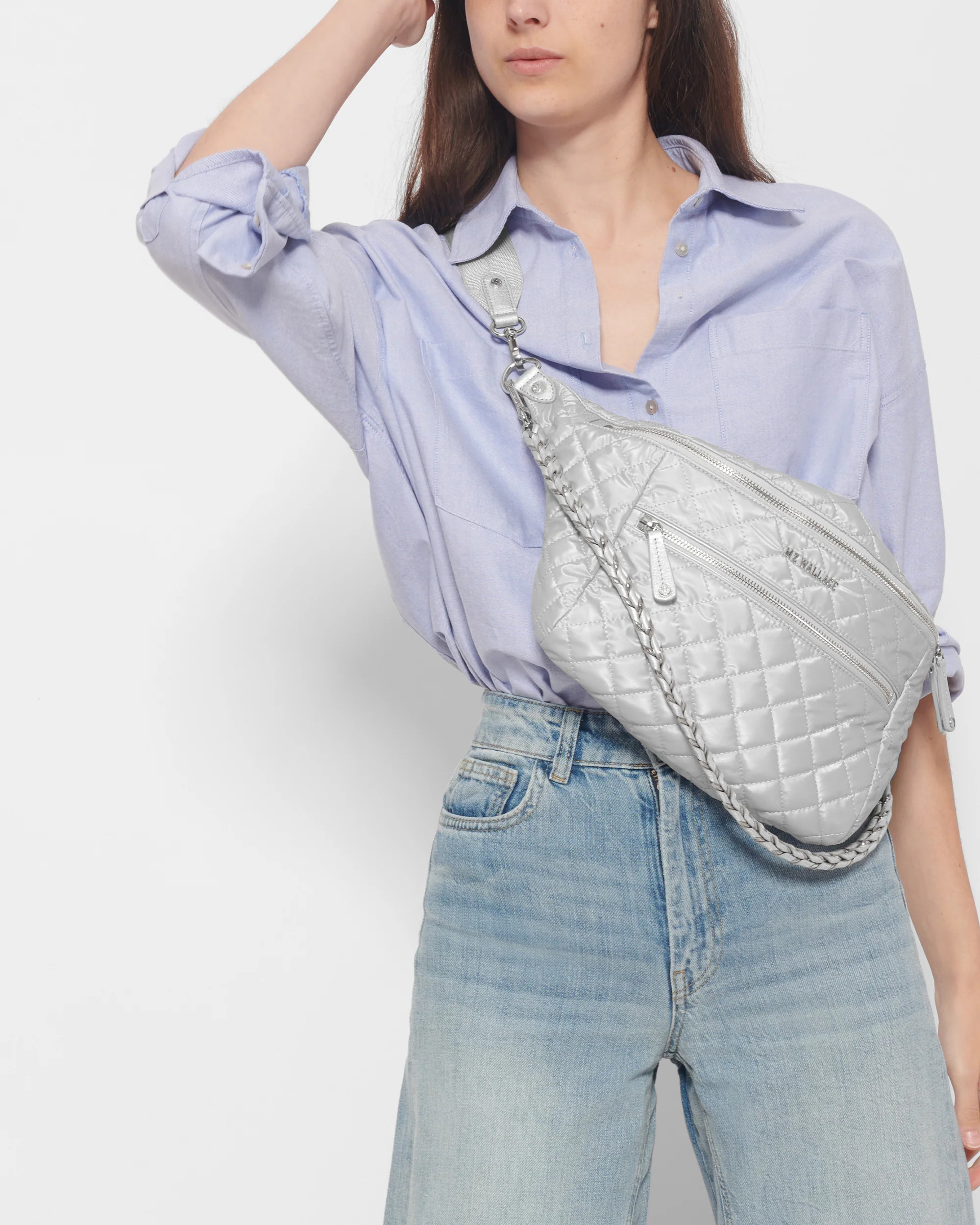 MZ Wallace Oyster Metallic Crosby Crossbody Sling Bag | MZ Wallace