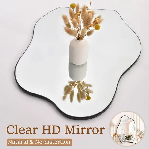 BEAUTYPEAK 24" x 32" Irregular Bathroom Mirror Wall Mirror Cloud Shaped Vanity Mirror Black | Walmart (US)