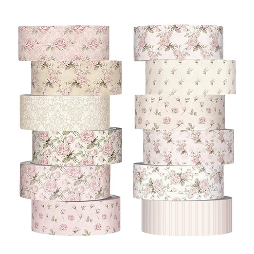 YooNotee 12 Rolls Watercolor Floral Washi Tape Set 15 mm Vintage Flower Decorative Masking Tape f... | Amazon (US)