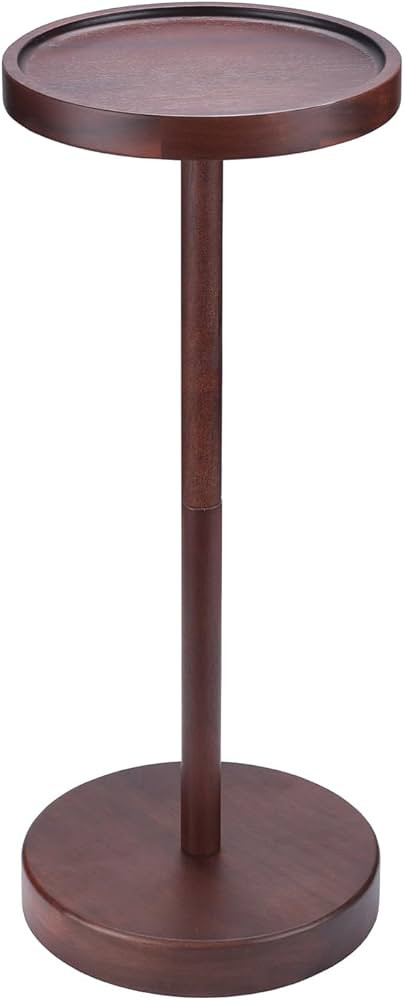 Solid Acacia Wood Pedestal End Table - Small Round Martini Table | Amazon (US)