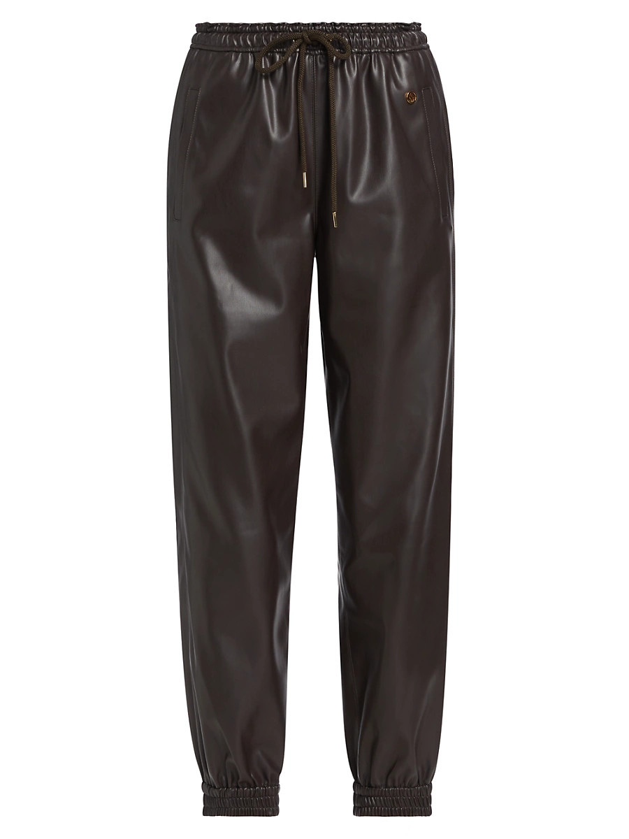 Women's Iconic Altermat Faux-Leather Jogger Pants - Dark Chocolate - Size 6 | Saks Fifth Avenue