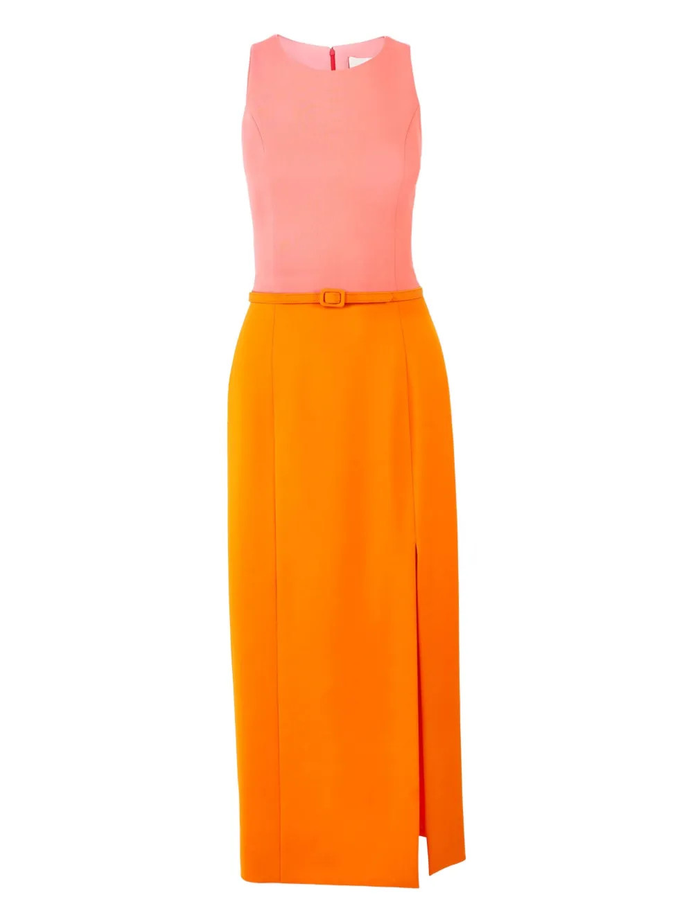 Carolina Herrera Colorblocked Midi Dress With Belt | Orange | FARFETCH UK | Farfetch Global