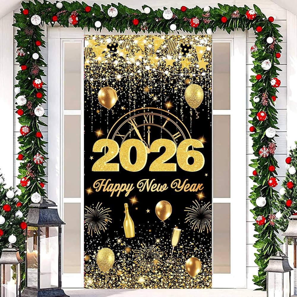 New Years Eve Party Supplies 2026 - New Years Decorations 2026 Door Cover, Happy New Year 2026 Ba... | Amazon (US)
