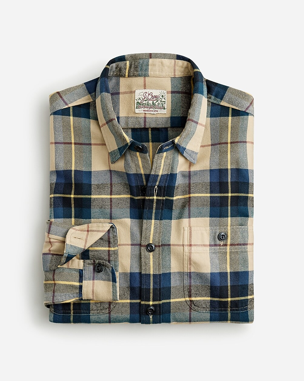 Slim midweight brushed flannel workshirt in regenerative cotton | J. Crew US