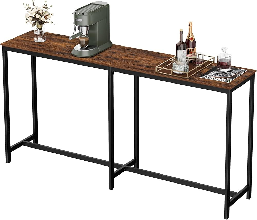 71" L Bar Table,Narrow Long Kitchen Dining Table, Counter Bar Height Table, High Pub Desk,Metal F... | Amazon (US)