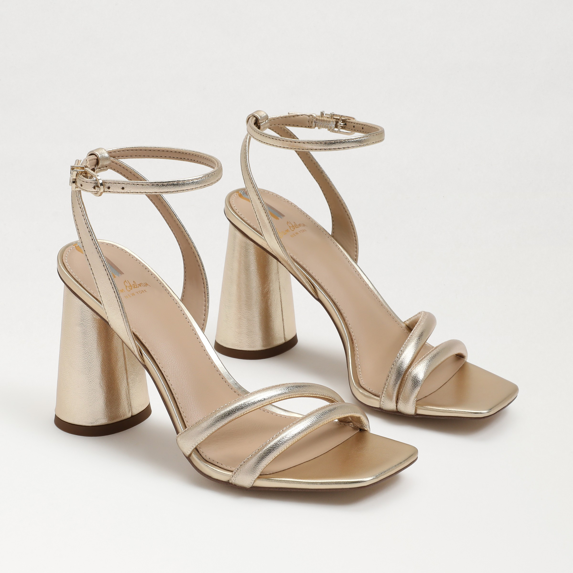 Sam Edelman Kia Block Heel Sandal Gold Leaf Leather 9.5 | Sam Edelman CA