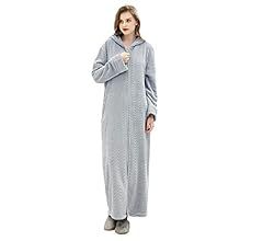 Hellomamma Long Hooded Zipper Bathrobe for Womens Flannel Fleece Robes Winter Warm Housecoat Nightgo | Amazon (CA)