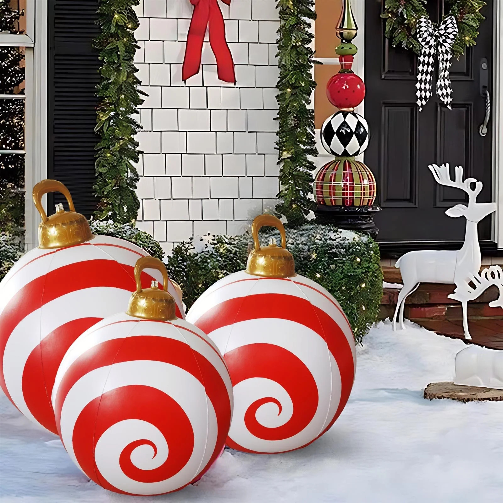 1.97ft Inflatable Christmas Ball Ornaments Outdoor Large Xmas Blow Ball Decorations for Christmas... | Walmart (US)