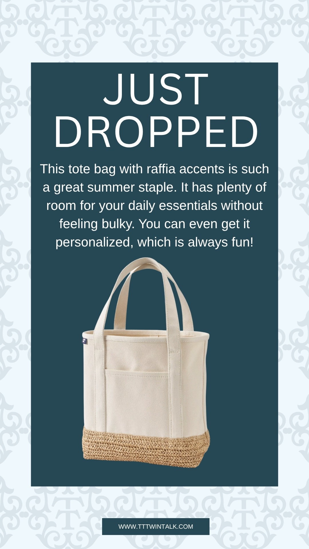 This tote bag with raffia accents is such a great summer staple. It has plenty of room for your daily essentials without feeling bulky. You can even get it personalized, which is always fun!

#LTKSeasonal #LTKOver40 #LTKBeauty