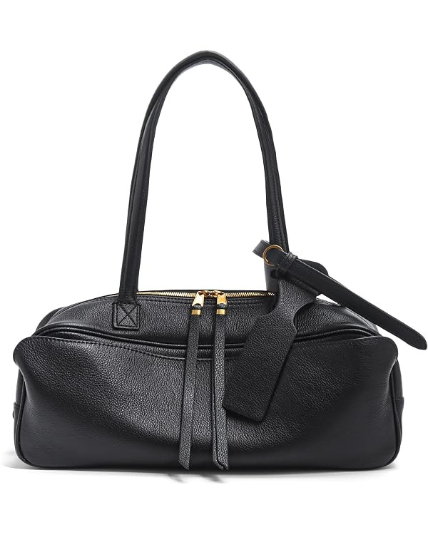 East West Shoulder Bag for Women, Top-Grain Cowhide Leather Purse with Zip Closure and Detachable... | Amazon (US)