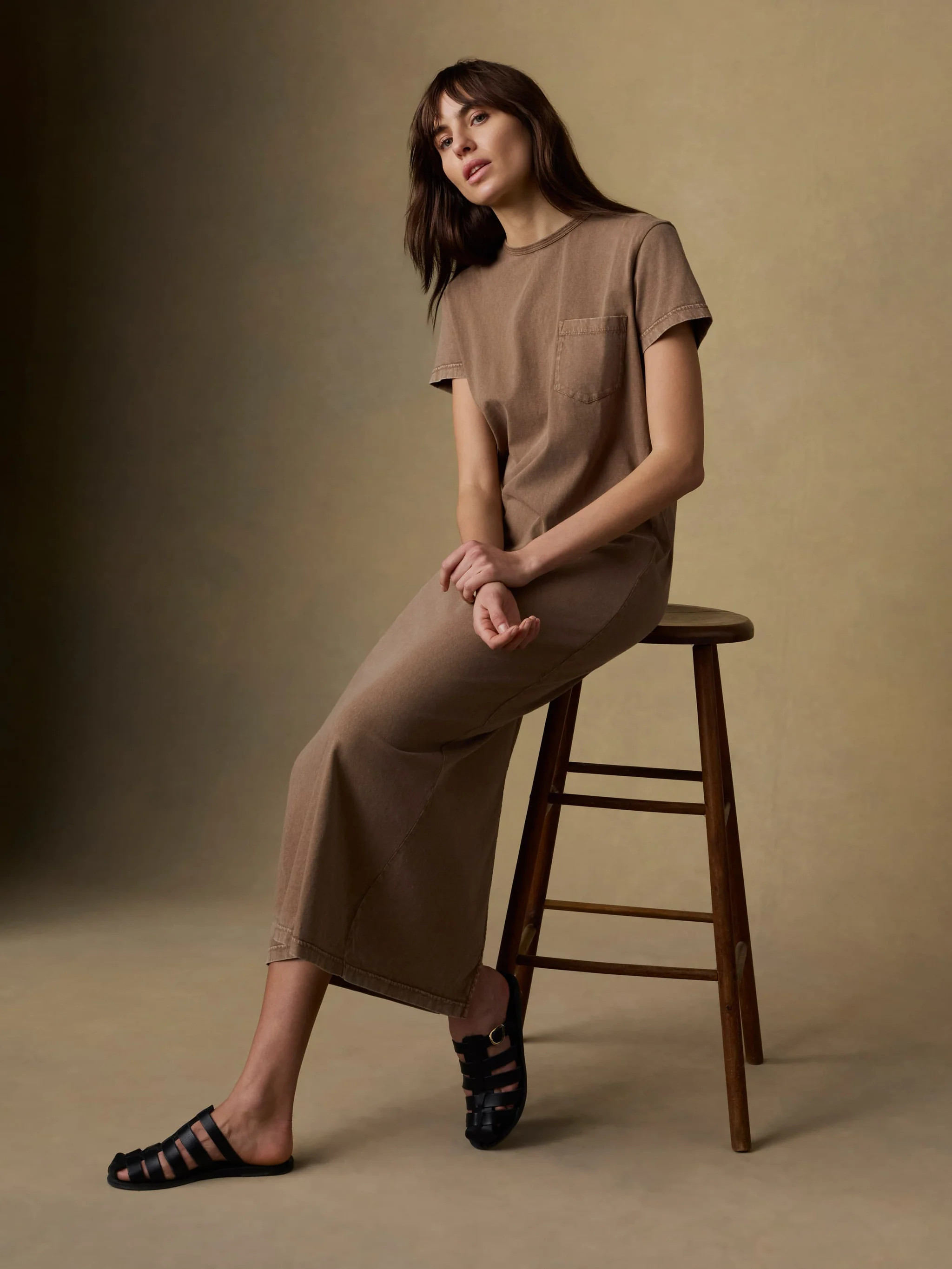 Recycled Cotton Jersey T-Shirt Dress - Alpine Brown | Faherty