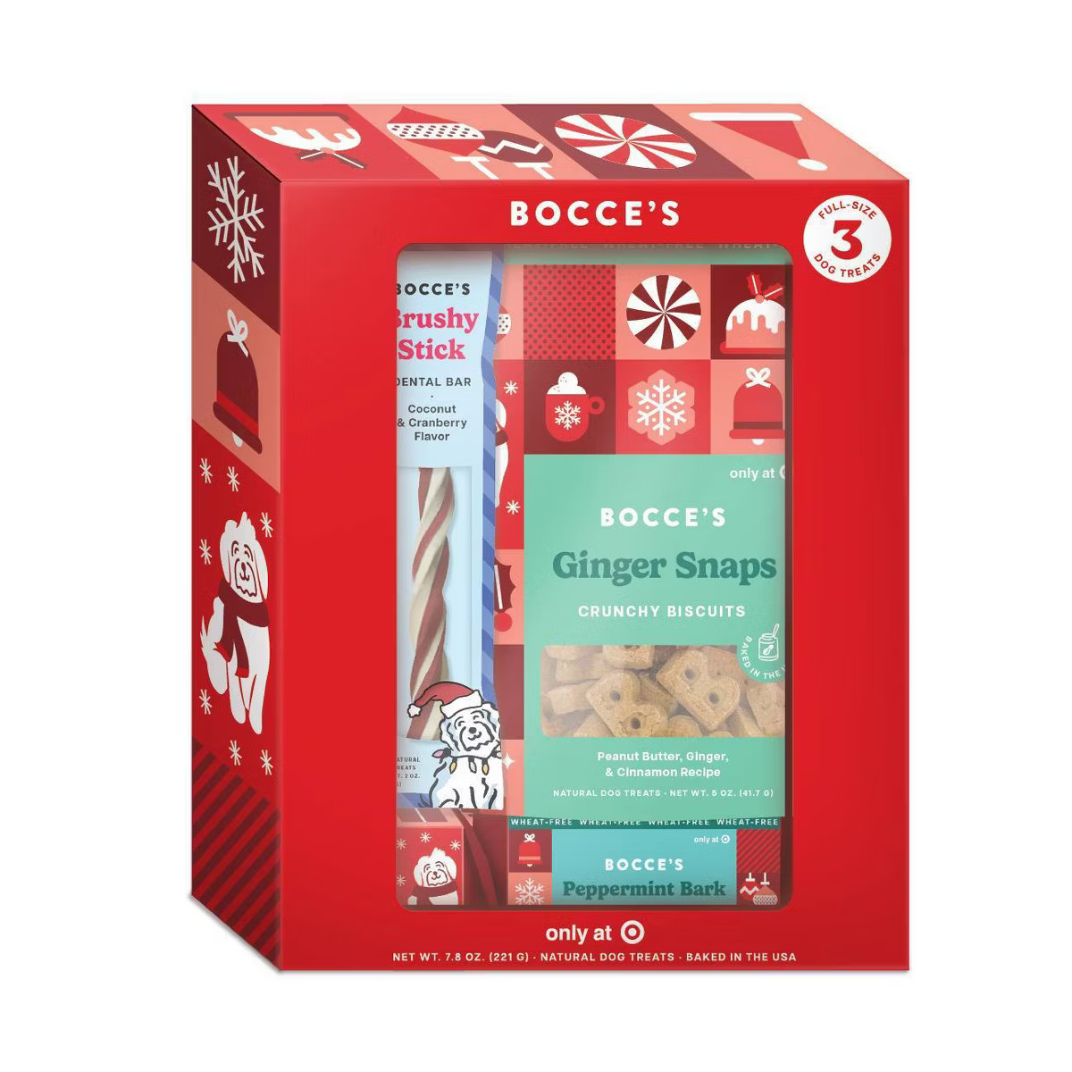 Bocce's Bakery Cinnamon, Cranberry, Coconut, Peppermint, Peanut Butter, Ginger Flavor Dental Hard... | Target