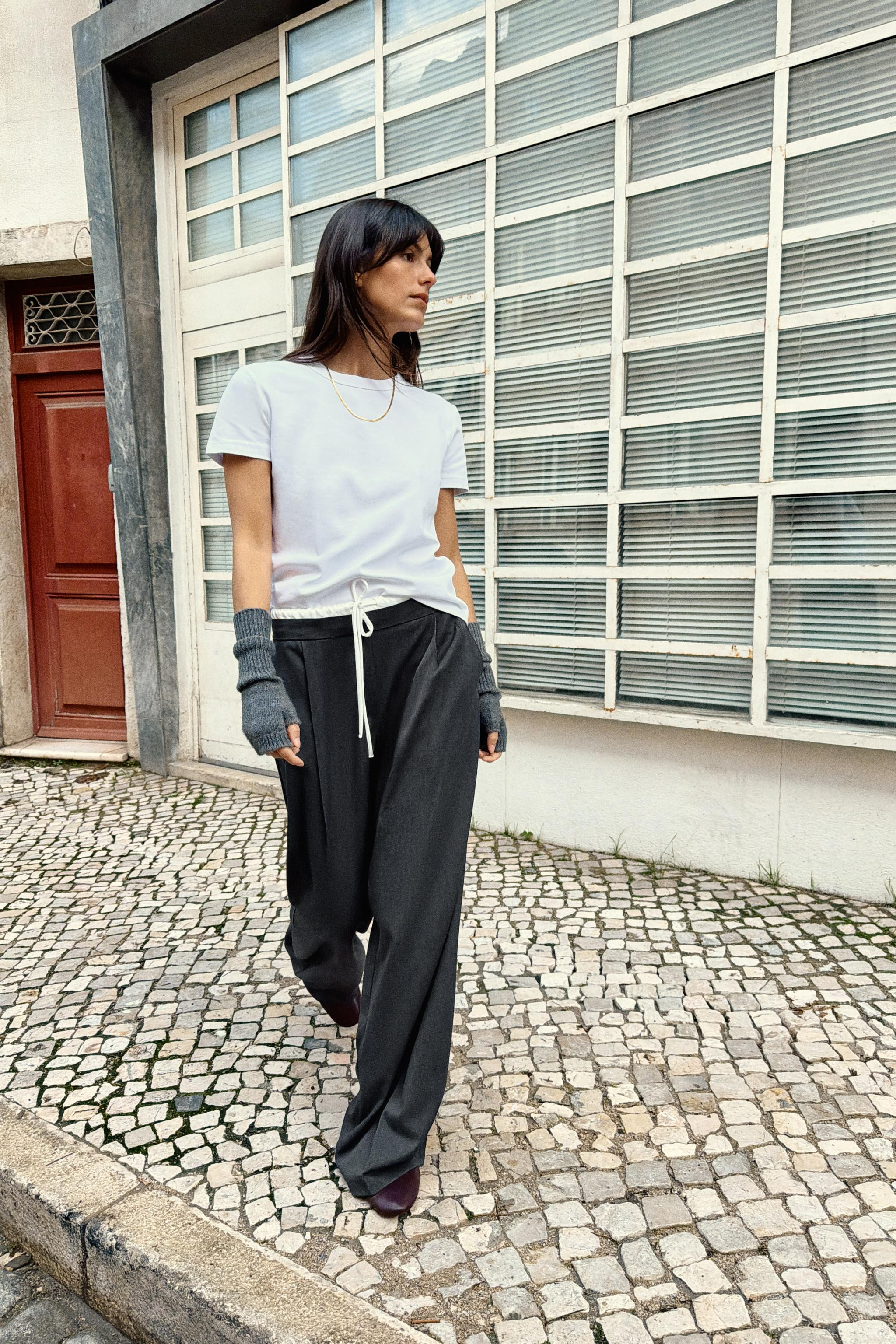 WIDE-LEG TROUSERS WITH DOUBLE WAISTBAND | Zara UK
